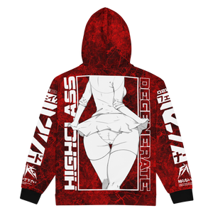 High Class Zip-Up Hoodie - Red Marble