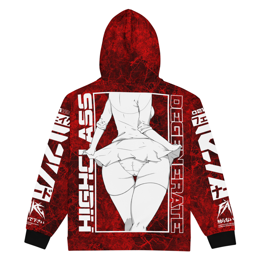 High Class Zip-Up Hoodie - Red Marble
